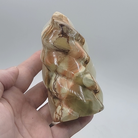 Natural Onyx Bundle Candle Holder Pyramid Point Cloud Flame - Picture 2 of 6